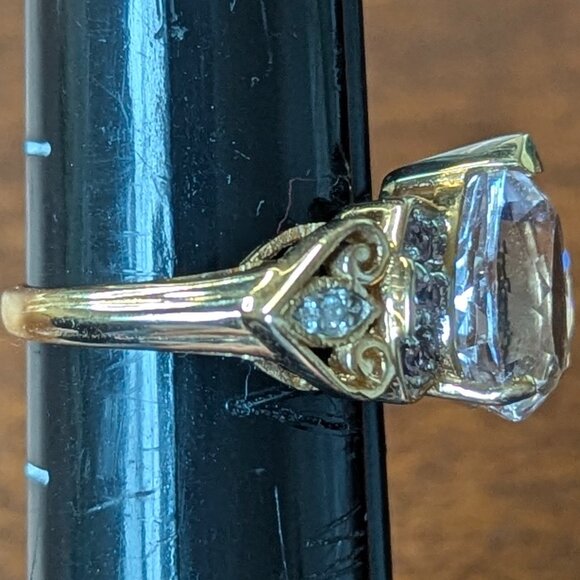 RING Pink Kunzite, with Pink Sapphires and Diamonds 14KT Gold Size - Picture 16 of 16